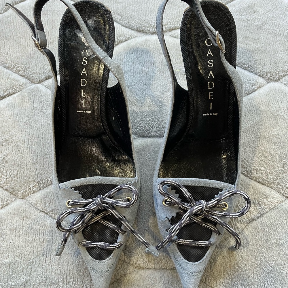 Casadei Elegant Gray Slingback Heels